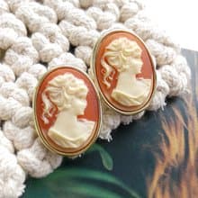 Vintage Jewelry 西洋古董飾品 CAMEO 古典簡約 針式耳環