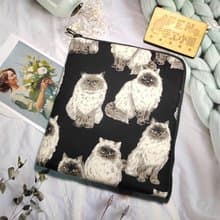 袋物系列-日本厚棉布料黑底暹羅貓L型拉鍊袋加鋪棉-電子書保護套-