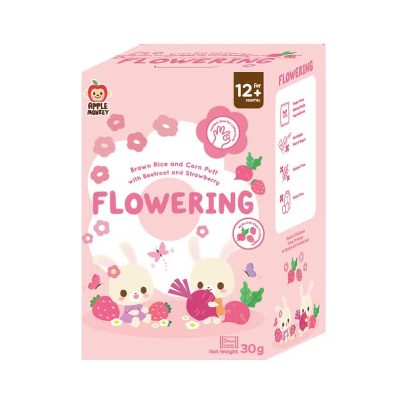 泰國【Apple Monkey】愛啵寶寶 茉莉糙米 花花餅 草莓甜菜(30g)