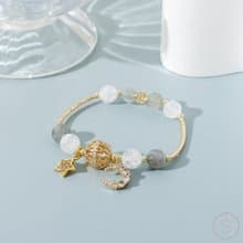 (創意+舒眠) 海棠花 | 拉長石 白水晶 | 天然水晶手鍊