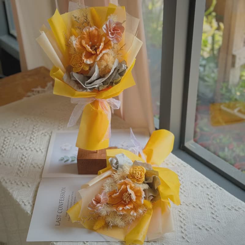 葉玫瑰乾燥花束 .香皂花束
