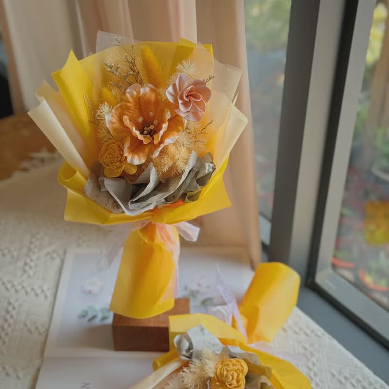 葉玫瑰乾燥花束 .香皂花束