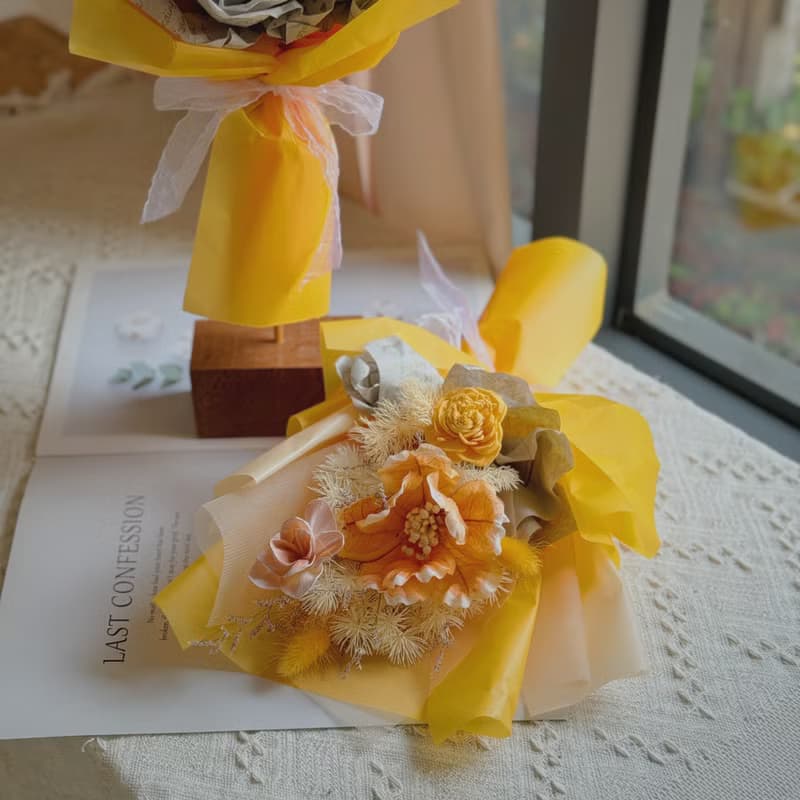 葉玫瑰乾燥花束 .香皂花束