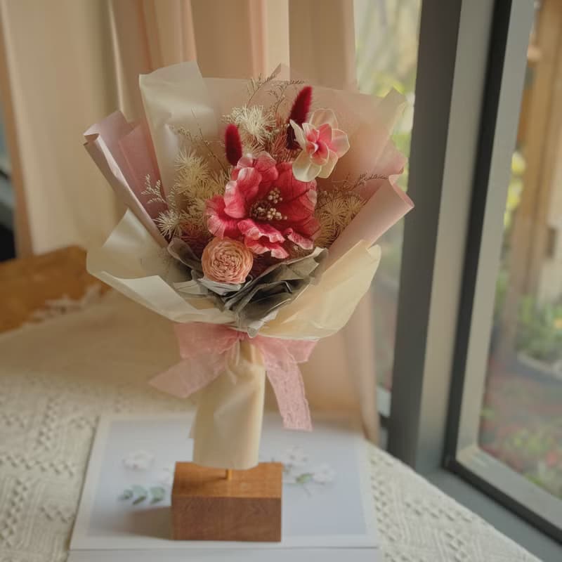 葉玫瑰乾燥花束 .香皂花束