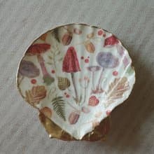 【也形】S扇貝盤 | 刺繡蘑菇 | 隨身小物、飾品收納
