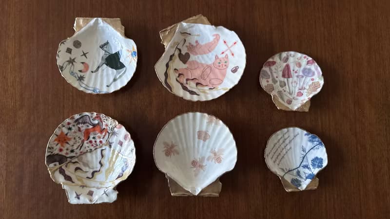 【也形】S扇貝盤 | 刺繡蘑菇 | 隨身小物、飾品收納