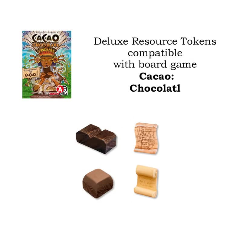與可可兼容的豪華資源代幣。巧克力棋盤遊戲