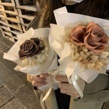 單朵永生玫瑰花束 永生繡球花