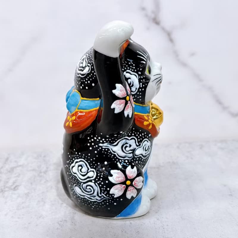 【櫻富招福】日本九谷燒櫻花白富士招財貓 | 櫻花白富士