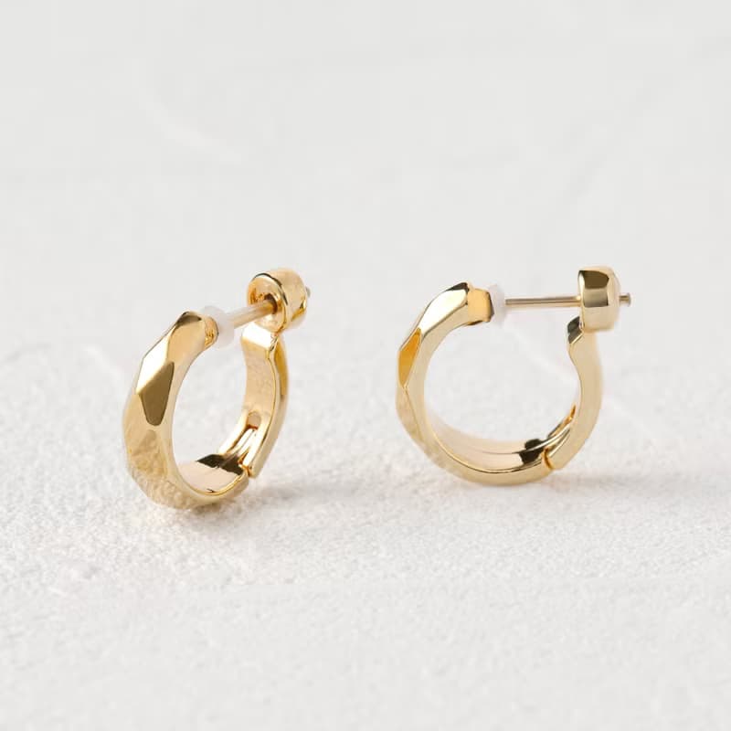 【Pinkoi限定商品】circle-sparkle smooth pierced earring　GD　ニッケルフリースムースピアス　フープピアス　ゴールド