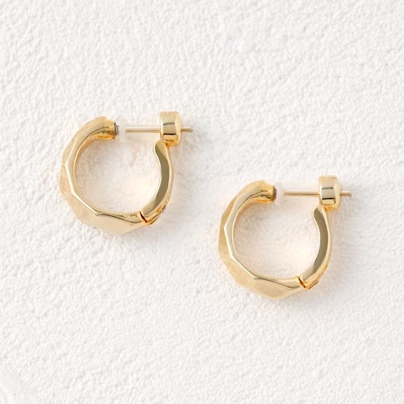 【Pinkoi限定商品】circle-sparkle smooth pierced earring　GD　ニッケルフリースムースピアス　フープピアス　ゴールド
