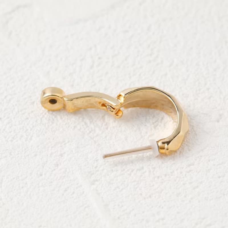 【Pinkoi限定商品】circle-sparkle smooth pierced earring　GD　ニッケルフリースムースピアス　フープピアス　ゴールド