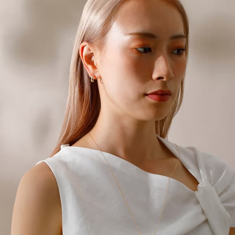 【Pinkoi限定商品】circle-sparkle smooth pierced earring　GD　ニッケルフリースムースピアス　フープピアス　ゴールド