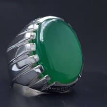 Rare Unheated Green Yemeni aqeeq ring for men Natural Yamani hakik rings gift