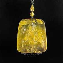 騰彪琥珀 天然金絞意境蜜蠟 精工綠度母 招財轉運 精品款 繩鍊