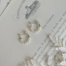 珍珠耳環 純銀耳環 天然淡水珍珠 拉長石 微笑珍珠耳環