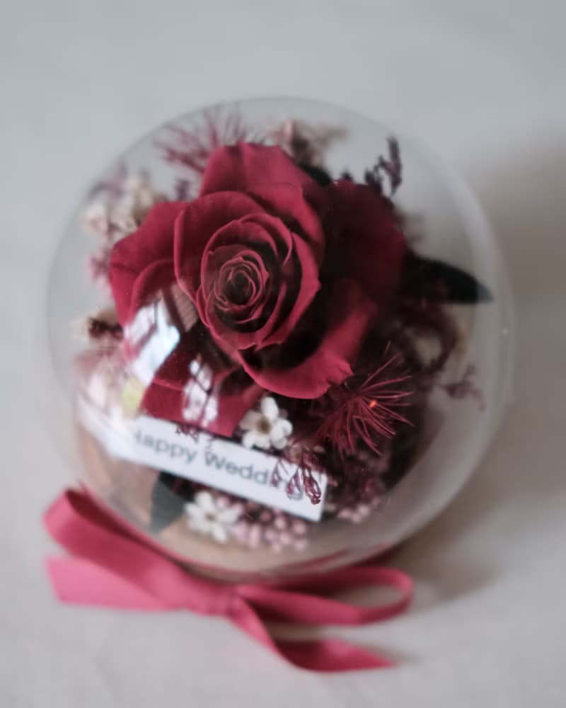 永生花玫瑰玻璃盅/附禮盒提袋卡片/生日禮物/情人節/七夕禮物