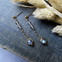 VIIART。清冰。聖誕限定拉長石水晶鍍金耳針耳環