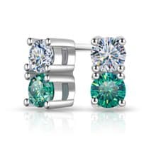 莫桑石耳環耳釘 白色绿色莫桑石組合 VVS1 18K鍍金女孩禮物