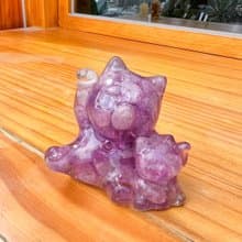 水晶擺飾【母子招財貓 紫水晶】貴人運 招財 開智慧 增加人緣