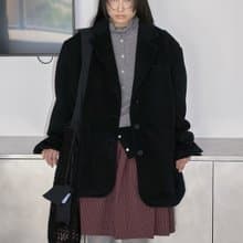 日系復古 馬海毛提花拼接針織斜挎包