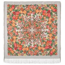 Pavlovo Posad Russian Shawl 100% Wool Scarf 125x125 cm Wrap Silk Fringe 511-1