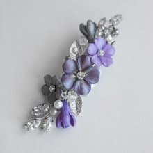 Dusty purple grey flower hair clip, Floral jewelry, Lavender bridal hair piece