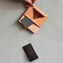 【筍乾飯糰餐盒】牛皮名片夾 皮革卡夾 悠遊卡 原色植鞣牛皮拼接