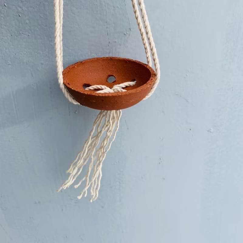 MACRAME  手工空氣鳳梨吊飾 小瓦紅陶掛盆 空氣鳳梨支架-不含植物