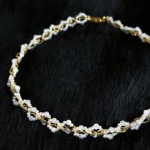 堅定中溫柔天然貝珠編織鎖鏈重工 18k包金 原創手作 串珠項鍊頸鏈