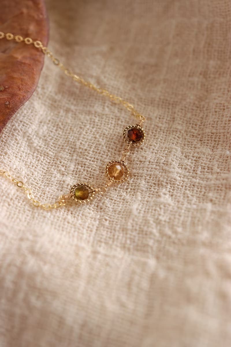 14KGF 秋色碧璽 天然石手鍊/腳鍊 十月誕生石 秋光版