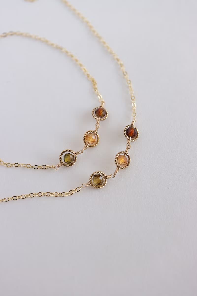 14KGF 秋色碧璽 天然石手鍊/腳鍊 十月誕生石 秋光版