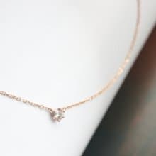 純18K Tint Diamond Necklace 0.10 ct 六爪簡約鑽石項鍊