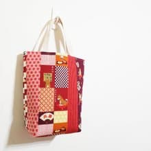 【日式傳統花紋-紅】出門隨手袋!! 雙杯沒問題!! 托特包 手提袋