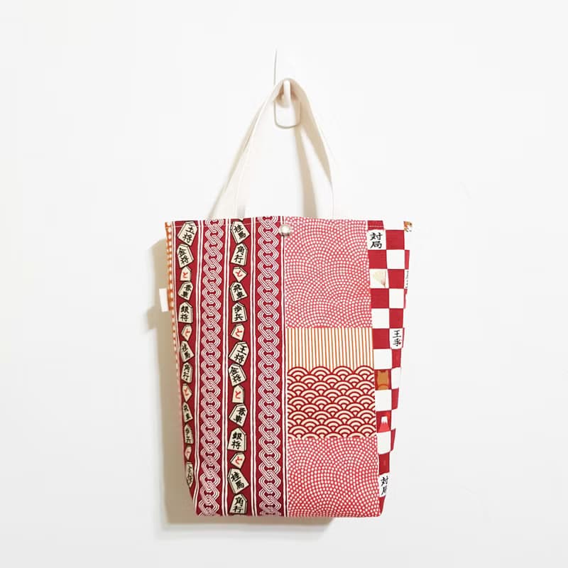 【日式傳統花紋-紅】出門隨手袋!! 雙杯沒問題!! 托特包 手提袋