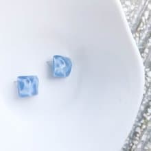 淺藍波紋方形 • 耳環