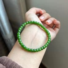 天然和田玉 /和闐玉-烏蘭海碧玉直切設計素串單圈手串手鍊s