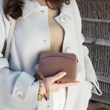 Charm (Wood brown) : Medium Zip Wallet, Short wallet, Cow Leather, Brown