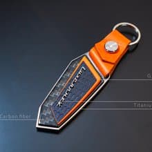 Luxury keychain for Lamborghini lovers carbon fiber, Titanium lettering, Leather