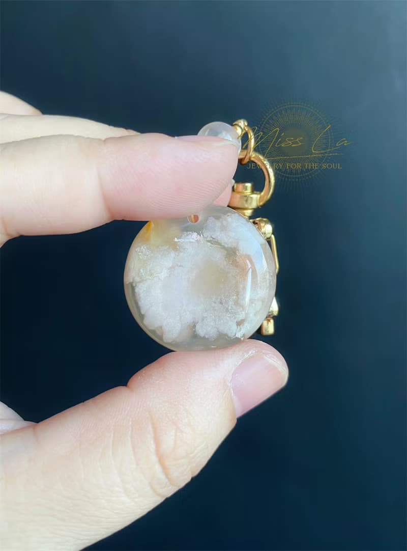 櫻花瑪瑙 水中花 花型 鑰匙圈 包掛 閨密 天然石 生日禮物