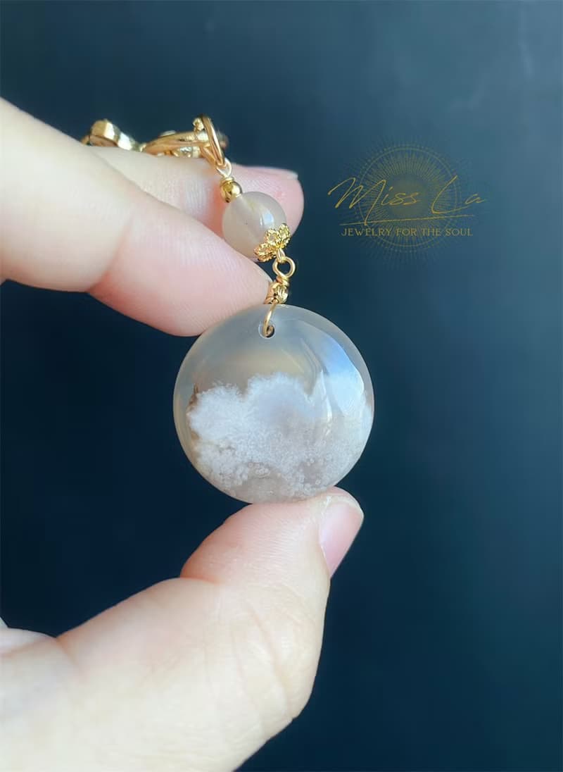 櫻花瑪瑙 水中花 花型 鑰匙圈 包掛 閨密 天然石 生日禮物