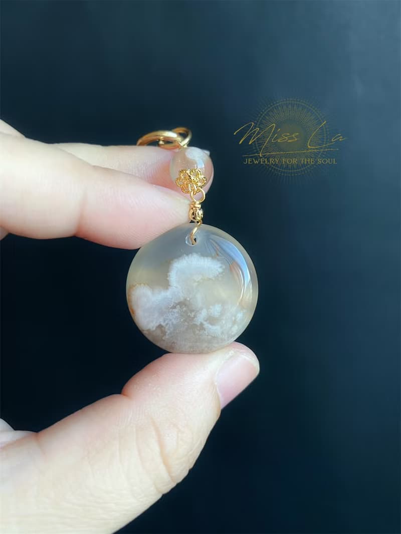 櫻花瑪瑙 水中花 花型 鑰匙圈 包掛 閨密 天然石 生日禮物