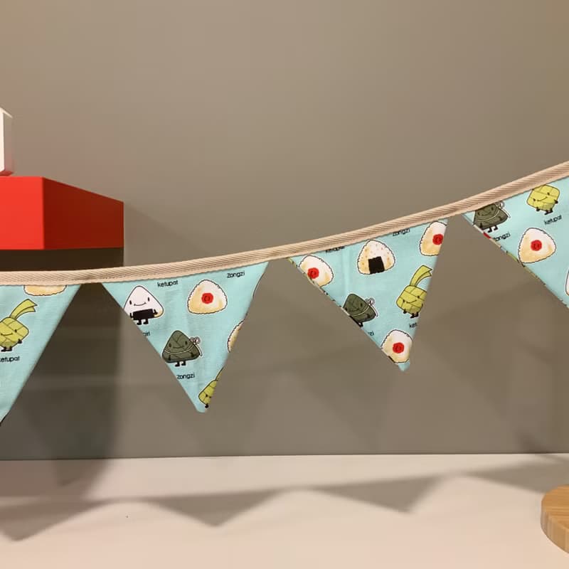 三角糰子雙面純棉麻三角旗10片—露營/生日/派對/店面/裝飾