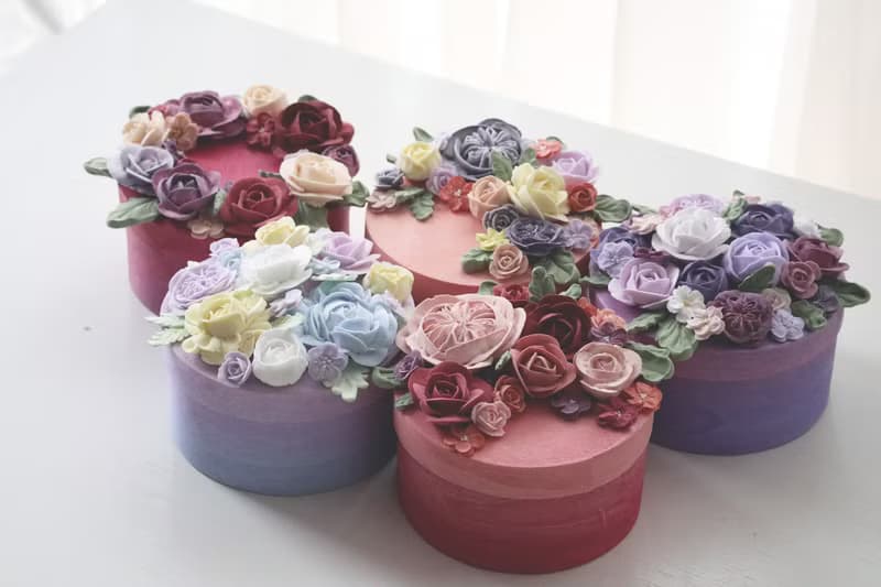 午夜的森林。裱花小木盒。薔薇花園半花款