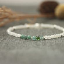 【純銀極細手鍊】月光石/碧璽。設計師手作商品