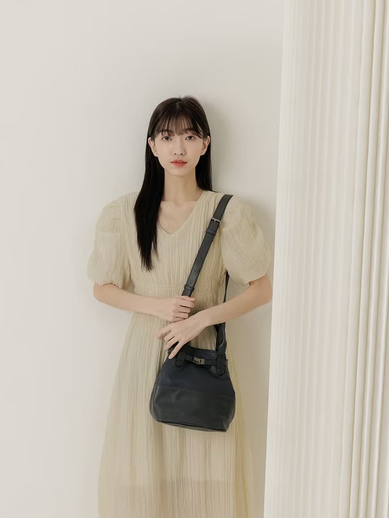 supportingrole 真皮優雅奢華設計肩側手提背包 藍