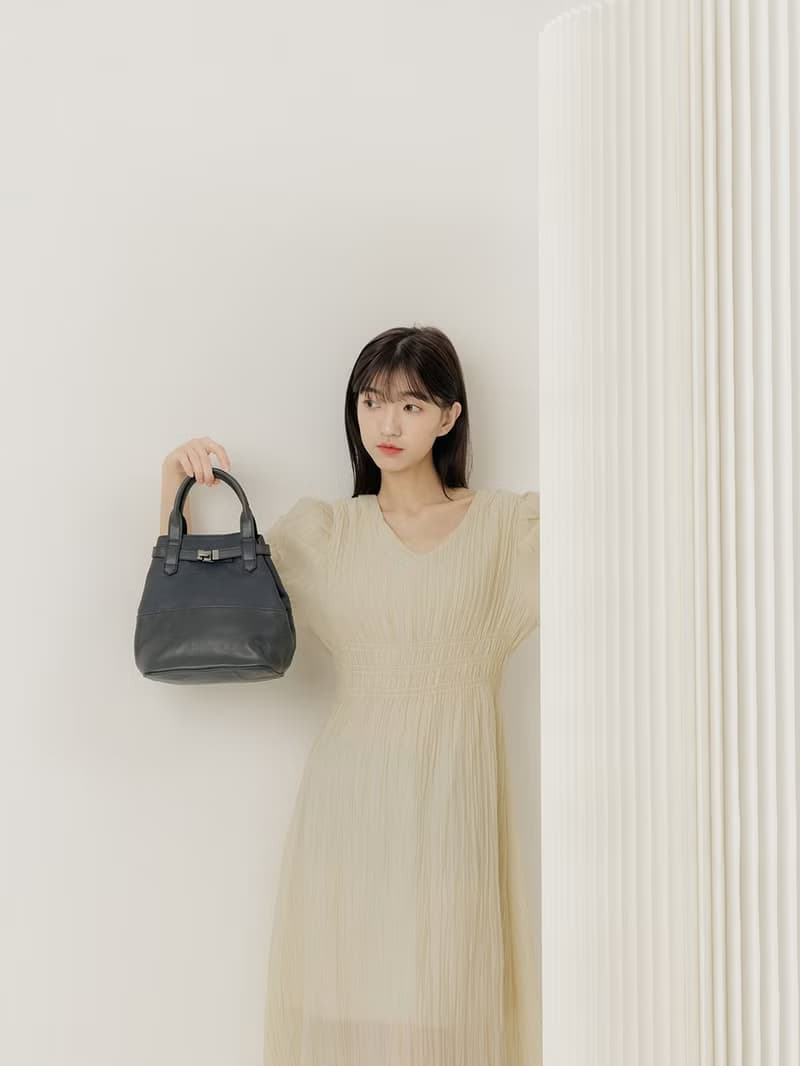 supportingrole 真皮優雅奢華設計肩側手提背包 藍