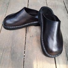 Black leather shoe, leather clogs, handmade shoe, customized birthday gift