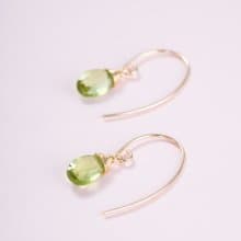 天然橄欖石14KGF包金耳環 | 天然水晶925純銀耳飾 八月誕生石禮物