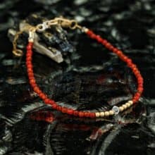 曰本 Cenfill 鋼絲 紅瑪瑙 14K包金 GF Swarovski 水晶手鍊